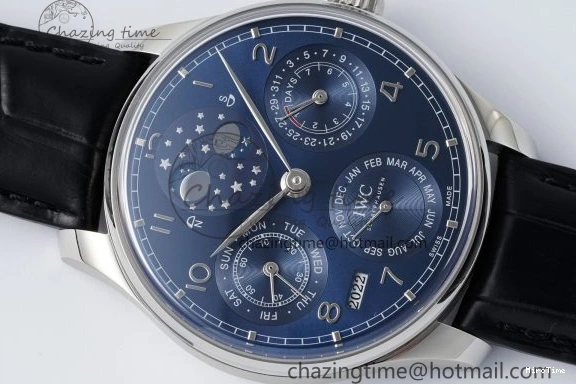MIROTIME 0407 Bold Portugieser Perpetual Calendar SS 5033 APSF 1:1 Best Edition Blue Dial on Black Leather Strap A52610 Clone 7041